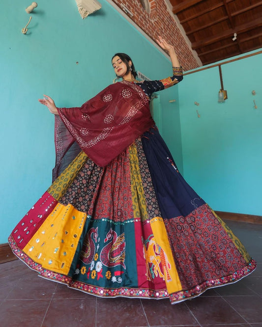 Butter Silk Chaniya Choli | Fancy Digital with Real Mirror Work for Traditional Wear